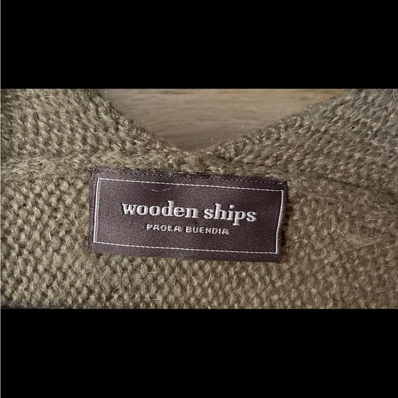 WOODEN SHIPS Transitional Weather Gray Tie Front or Waterfall Sweater Sz S/M - Picture 5 of 8